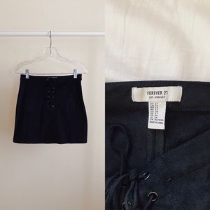 Black Lace-up Mini Skirt
